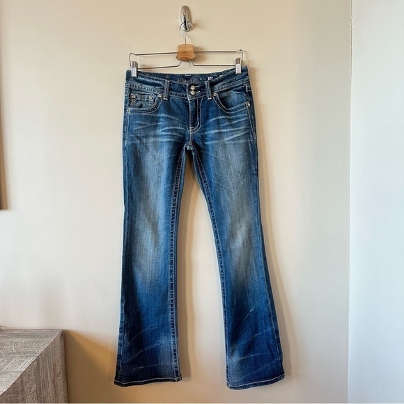 MISS Me Womens Swirl Mid Rise Medium Wash Bootcut Jeans (Size:29) - Picture 4 of 15